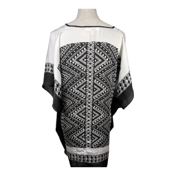 Michael Kors black  and white print kaftan tunic top size L/XL - Picture 2 of 7